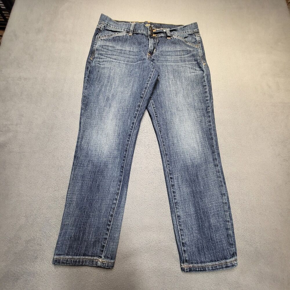 Old Navy Jeans Womens 8 Blue The Flirt Straight Leg Distressed Stretch Denim